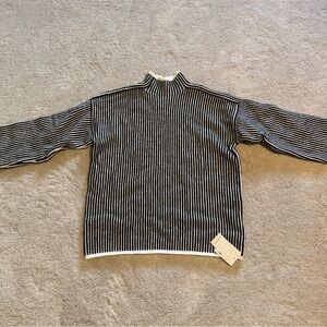 NWT Women’s Black and White Striped Sweater size XL